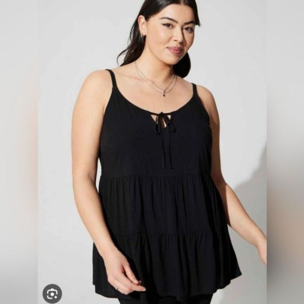 Gorgeous Rayon Slub Tiered Tie Front Cami